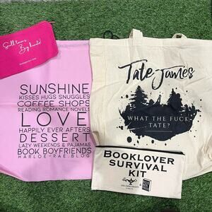 4 Bookish Bags and Totes lot (Harloe Rae, Tate James, Laura Pavlov)